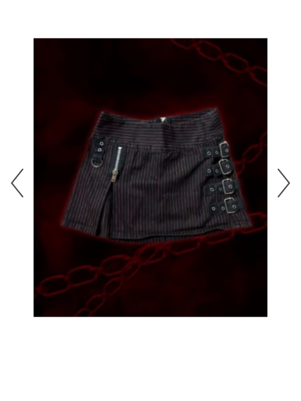 Tripp NYC black and red Pinstripe Mini Skirt with Buckle Details